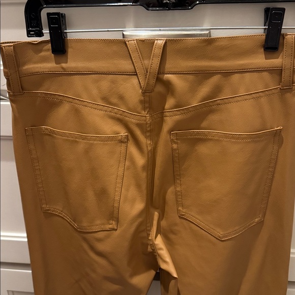 Veronica Beard Beverly Skinny Flare Pant Vegan Cognac Light Brown Leather 27 - Picture 10 of 12